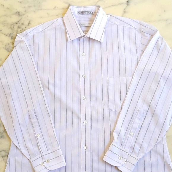 NWOT. Geoffrey Beene Men's Cotton Blended Dress Shirt with multi color stripes. - Picture 2 of 5